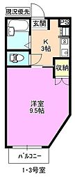 パークシティ若里 1Kの間取図画像