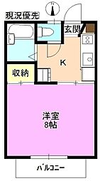 ラプラス西長野 1Kの間取図画像