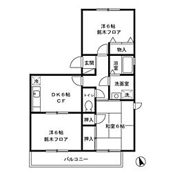 シェルブール二番街 2LDKの間取図画像
