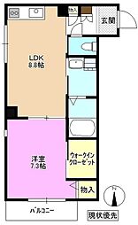 フローラルスクエア 1LDKの間取図画像