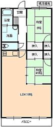 岡田ハイム 2LDKの間取図画像