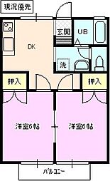 フォースアベニュー和田A 2DKの間取図画像