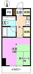 グランビア岡田 ワンルームの間取図画像