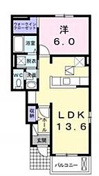 プラム　シュシュ　A 1階1LDKの間取り