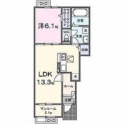 ソォンII 1階1LDKの間取り