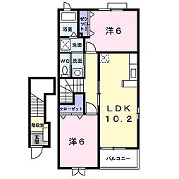 アビターレ吉井B 2LDKの間取図画像