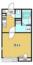 レオネクストマメゾン豆田 1Kの間取図画像