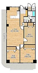 シャルム長田 2SLDKの間取図画像