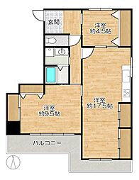 板宿駅前ビラー 2LDKの間取図画像