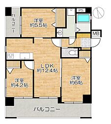 グランパレ神戸ハーバーウエスト 3LDKの間取図画像