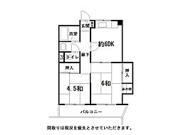 南陽スカイメゾン 2DKの間取図画像