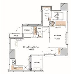 東京メトロ銀座線 稲荷町駅 徒歩3分の賃貸マンション 12階1LDKの間取り