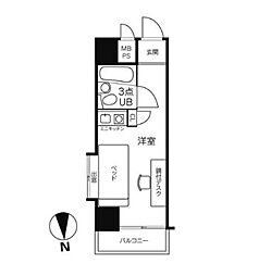 東京メトロ日比谷線 入谷駅 徒歩2分の賃貸マンション 9階ワンルームの間取り