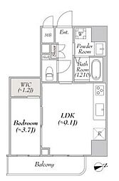 都営大江戸線 蔵前駅 徒歩4分の賃貸マンション 7階1LDKの間取り