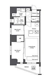 コンフォリア新御徒町 5階2LDKの間取り