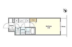 都営大江戸線 蔵前駅 徒歩2分の賃貸マンション 4階1Kの間取り