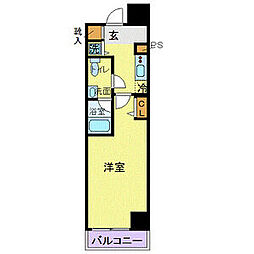 都営大江戸線 蔵前駅 徒歩3分の賃貸マンション 6階1Kの間取り