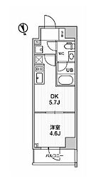 東京メトロ銀座線 浅草駅 徒歩10分の賃貸マンション 7階1DKの間取り