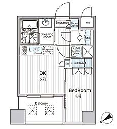 ビエラコート日本橋久松町 805 8階1DKの間取り