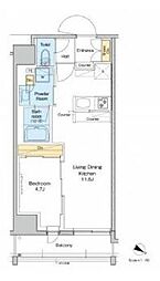 都営新宿線 森下駅 徒歩8分の賃貸マンション 6階1LDKの間取り