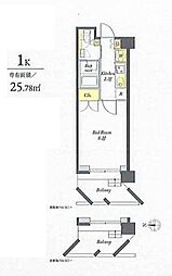 東京メトロ銀座線 浅草駅 徒歩8分の賃貸マンション 2階1Kの間取り