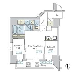 Brillia ist 浅草 2LDKの間取図画像