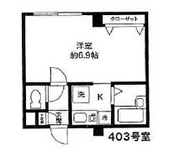 JR山手線 鶯谷駅 徒歩3分の賃貸マンション 4階1Kの間取り