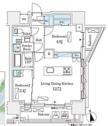 シーズンフラッツ浅草六丁目 2LDKの間取図画像