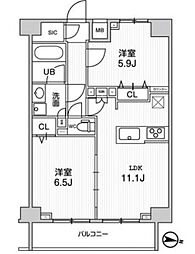 ジェノヴィア三ノ輪スカイガーデン 2LDKの間取図画像