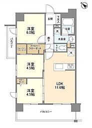 ジニア浅草 3LDKの間取図画像