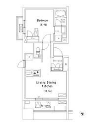 パークアクシス押上 1LDKの間取図画像