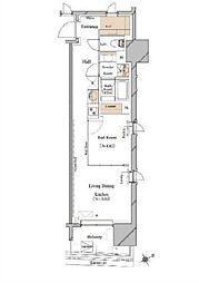 ブランシエスタ浅草蔵前 1LDKの間取図画像
