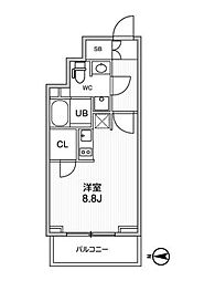 グラシアプレイス曳舟 ワンルームの間取図画像