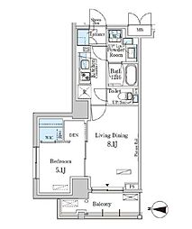 PARKAXIS本所吾妻橋サウスレジデンス 1LDKの間取図画像
