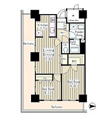イーストコア曳舟一番館 2DKの間取図画像