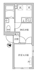 オレア浅草東 1DKの間取図画像