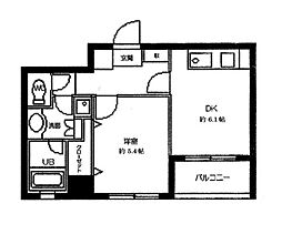 ラクラス田原町 1DKの間取図画像