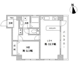ラクラス田原町 1LDKの間取図画像