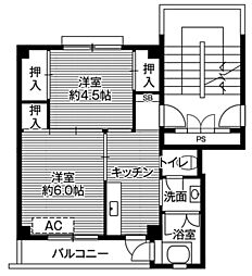 ビレッジハウス久手1号棟 3階2Kの間取り