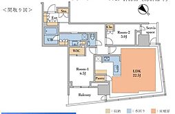 パークタワー勝どきミッド 2LDKの間取図画像