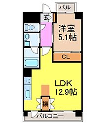 名古屋市営桜通線 瑞穂区役所駅 徒歩9分の賃貸マンション 3階1LDKの間取り