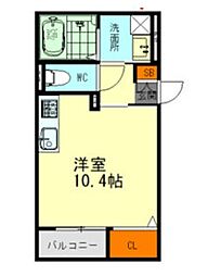 名古屋市営鶴舞線 塩釜口駅 徒歩12分の賃貸アパート 3階ワンルームの間取り