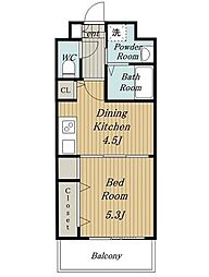名古屋市営東山線 今池駅 徒歩5分の賃貸マンション 5階1DKの間取り