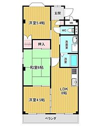 名古屋市営鶴舞線 平針駅 徒歩10分の賃貸マンション 1階3LDKの間取り