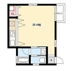 名古屋市営鶴舞線 川名駅 徒歩5分の賃貸アパート 2階ワンルームの間取り