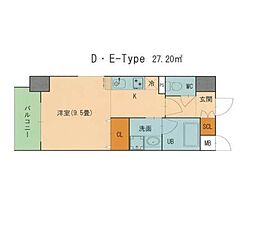 名古屋市営鶴舞線 御器所駅 徒歩5分の賃貸マンション 5階ワンルームの間取り