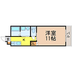 グランダール吹上 1Kの間取図画像