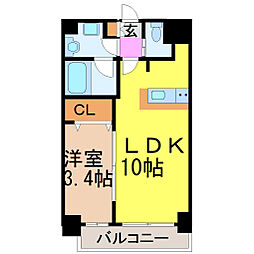 パラドール吹上 1LDKの間取図画像
