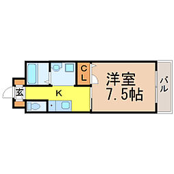 マルキース川名 1Kの間取図画像