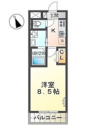 ジョン・ベール桜台 1Kの間取図画像
